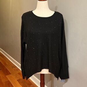 NWT Democracy Black Crew Neck Sweater with Crystals